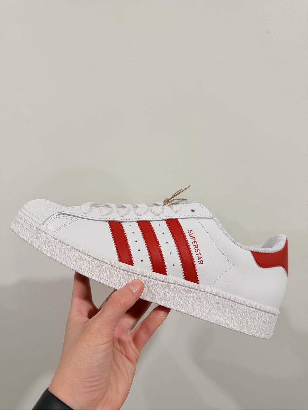 adidas Mens Superstar Sneaker in White and Red Size 10